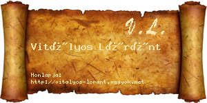 Vitályos Lóránt névjegykártya