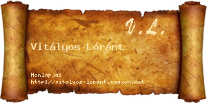 Vitályos Lóránt névjegykártya